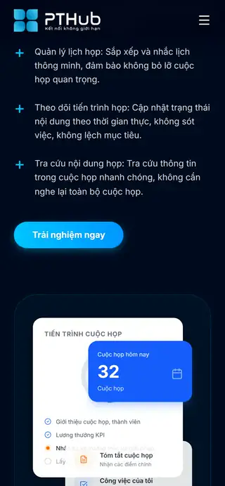 Màn hình VAI-M trên điện thoại: theo dõi tiến trình và tra cứu nội dung họp