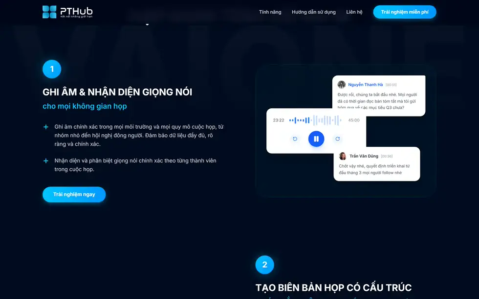 Màn hình VAI-M trên máy tính: ghi và nhận diện giọng nói theo từng người phát biểu